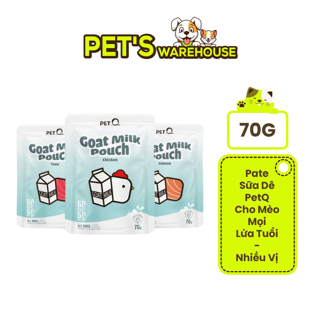 Pate Sữa Dê PetQ Cho Mèo Mọi Lứa Tuổi, Nhiều Vị, 70g