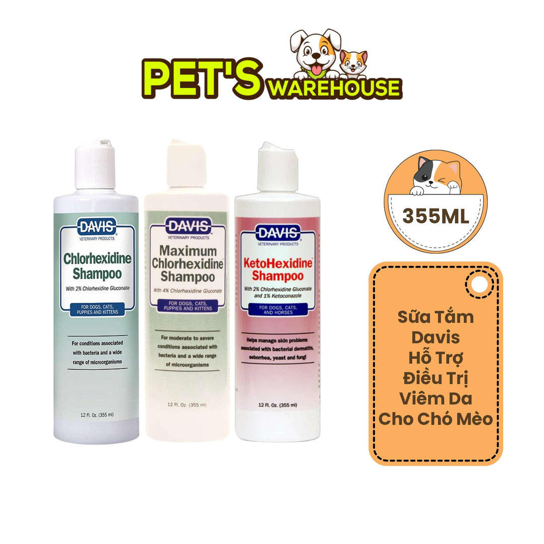 Sữa Tắm Davis Hỗ Trợ Nấm Viêm Da Cho Chó Mèo, Chai 355Ml