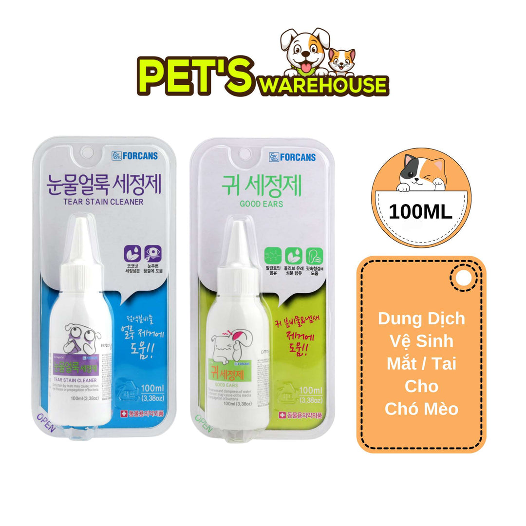 Dung Dịch Vệ Sinh Mắt, Tai Forcans Cho Chó Mèo, 100ML
