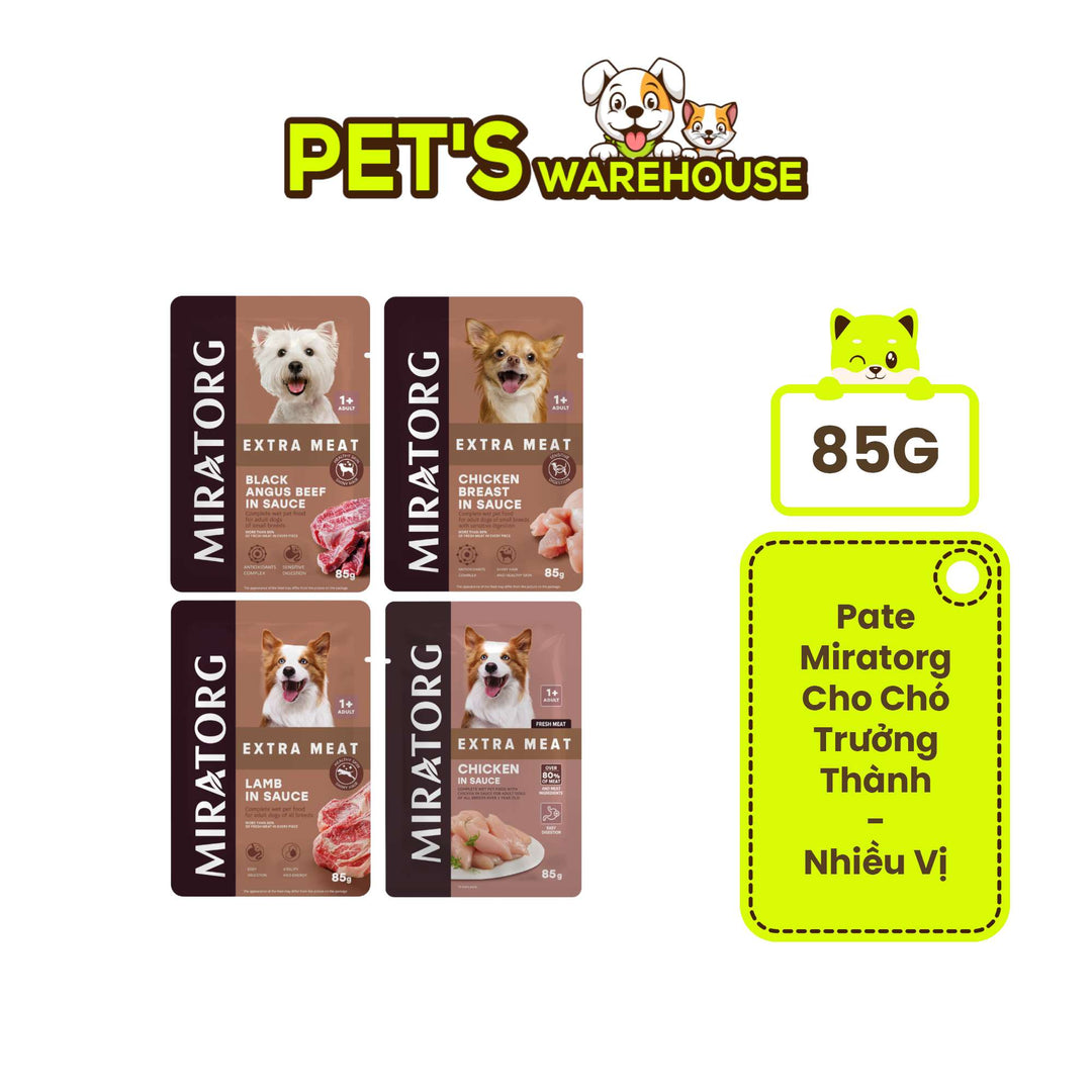 Pate Miratorg Cho Chó Trưởng Thành, Gói 85g, Nhiều Vị