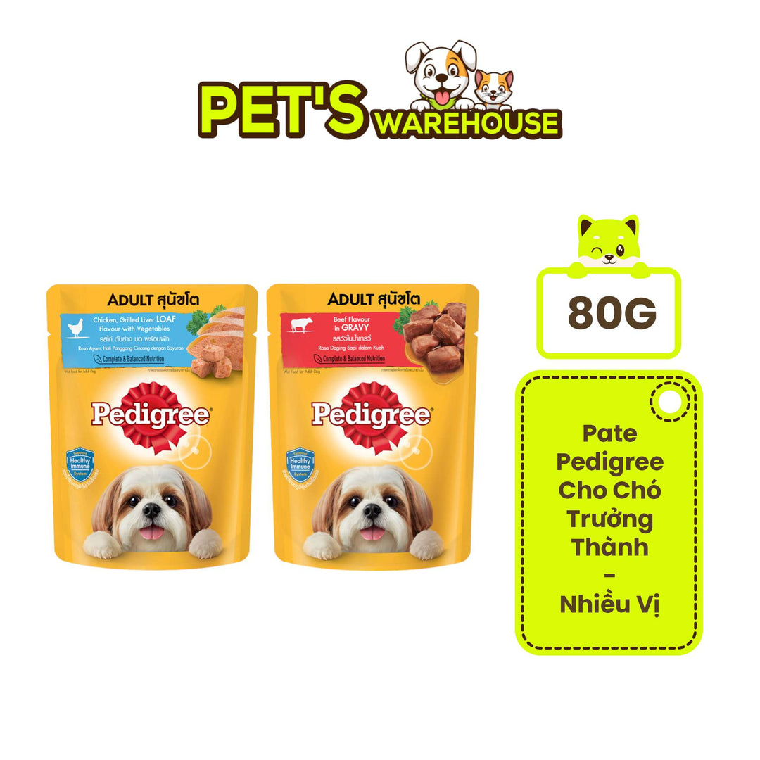 Pate Pedigree Cho Chó Trưởng Thành, Gói 80g, Nhiều Vị
