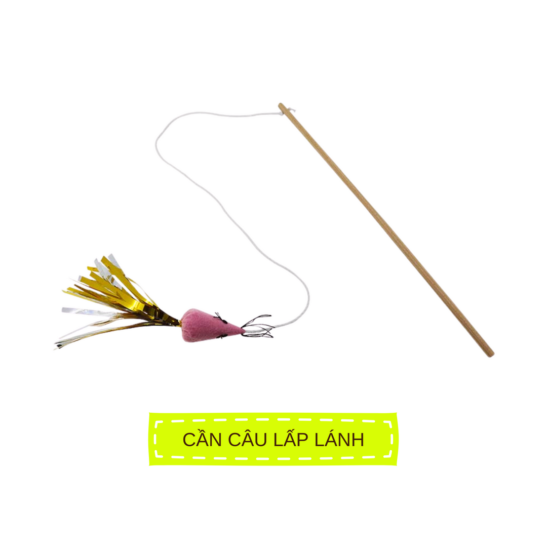 Đồ Chơi Cần Câu CattyMan Lấp Lánh, Ruy Băng Lấp Lánh Cho Mèo