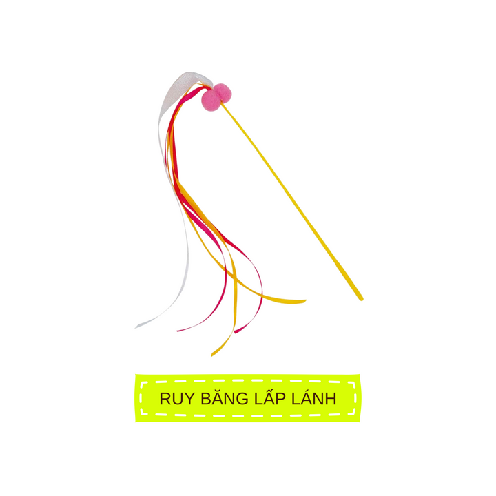 Đồ Chơi Cần Câu CattyMan Lấp Lánh, Ruy Băng Lấp Lánh Cho Mèo