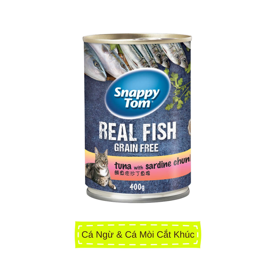 Pate Snappy Tom Real Fish Mèo Lon 400G