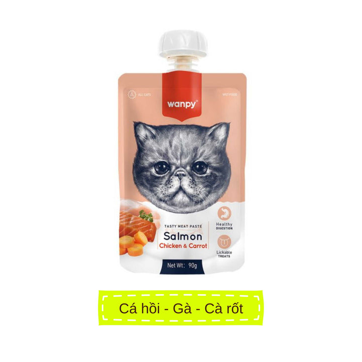 Súp Thưởng Nắp Vặn Wanpy Mèo Mọi Lứa Tuổi 90G