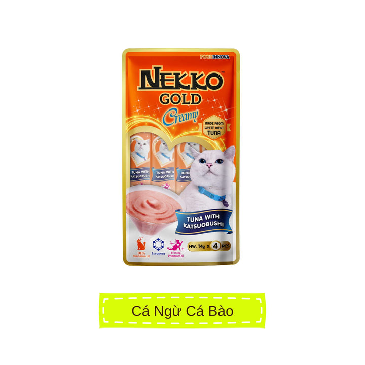 Súp thưởng Nekko Gold cho mèo mọi lứa tuổi, gói gồm 4 tuýp, tuýp 14g | Pet's Warehouse