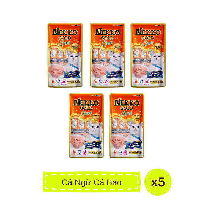 Súp thưởng Nekko Gold cho mèo mọi lứa tuổi, gói gồm 4 tuýp, tuýp 14g | Pet's Warehouse