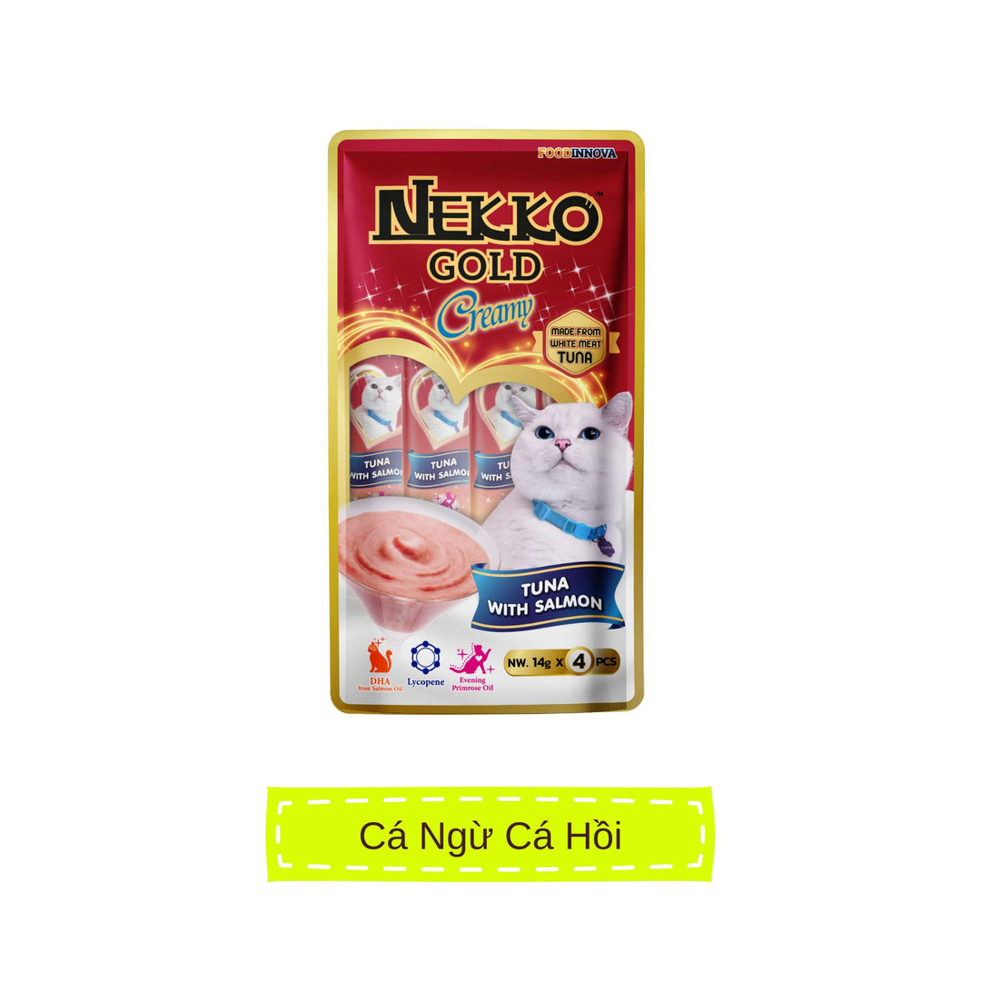 Súp thưởng Nekko Gold cho mèo mọi lứa tuổi, gói gồm 4 tuýp, tuýp 14g | Pet's Warehouse