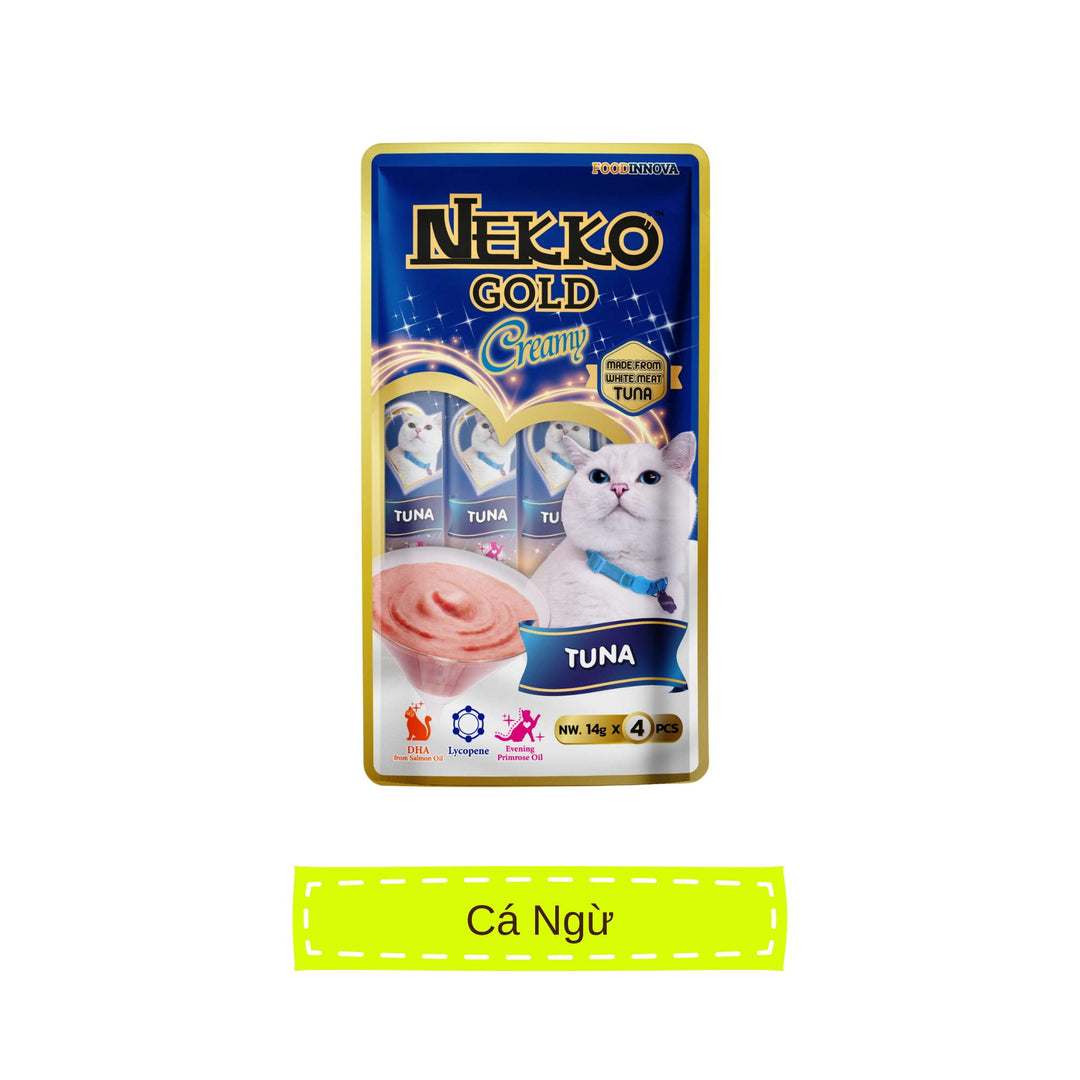Súp thưởng Nekko Gold cho mèo mọi lứa tuổi, gói gồm 4 tuýp, tuýp 14g | Pet's Warehouse
