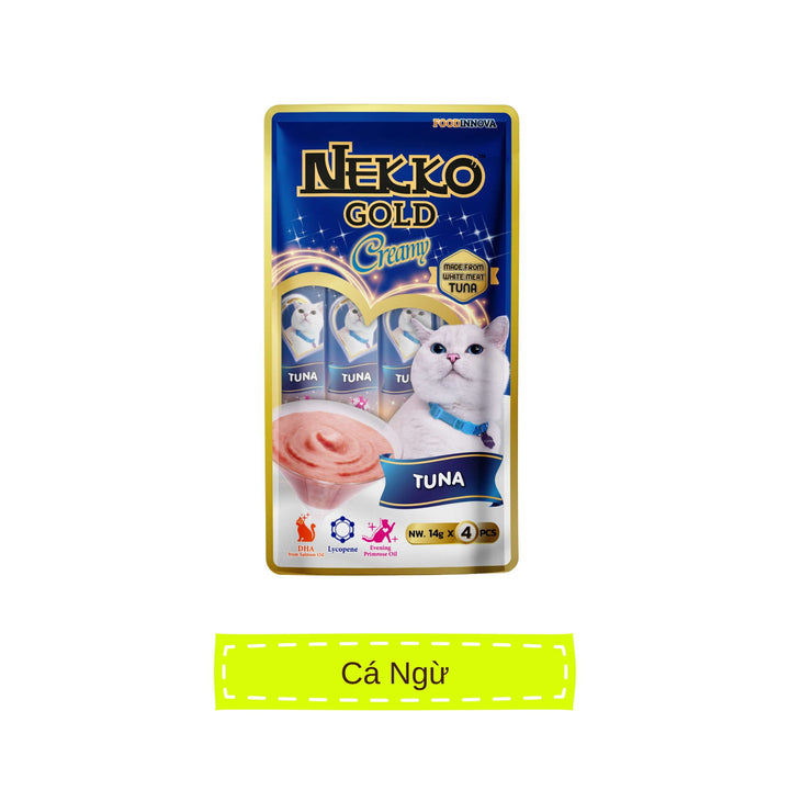 Súp thưởng Nekko Gold cho mèo mọi lứa tuổi, gói gồm 4 tuýp, tuýp 14g | Pet's Warehouse