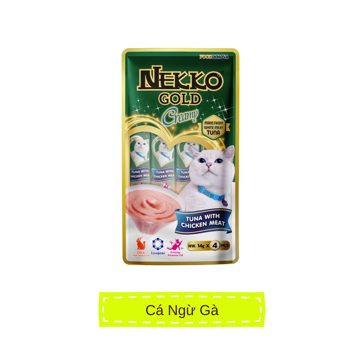 Súp thưởng Nekko Gold cho mèo mọi lứa tuổi, gói gồm 4 tuýp, tuýp 14g | Pet's Warehouse