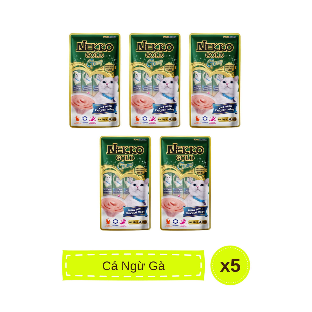 Súp thưởng Nekko Gold cho mèo mọi lứa tuổi, gói gồm 4 tuýp, tuýp 14g | Pet's Warehouse