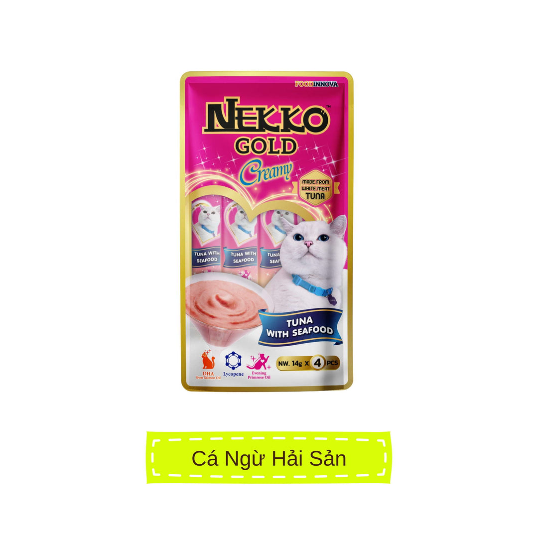 Súp thưởng Nekko Gold cho mèo mọi lứa tuổi, gói gồm 4 tuýp, tuýp 14g | Pet's Warehouse