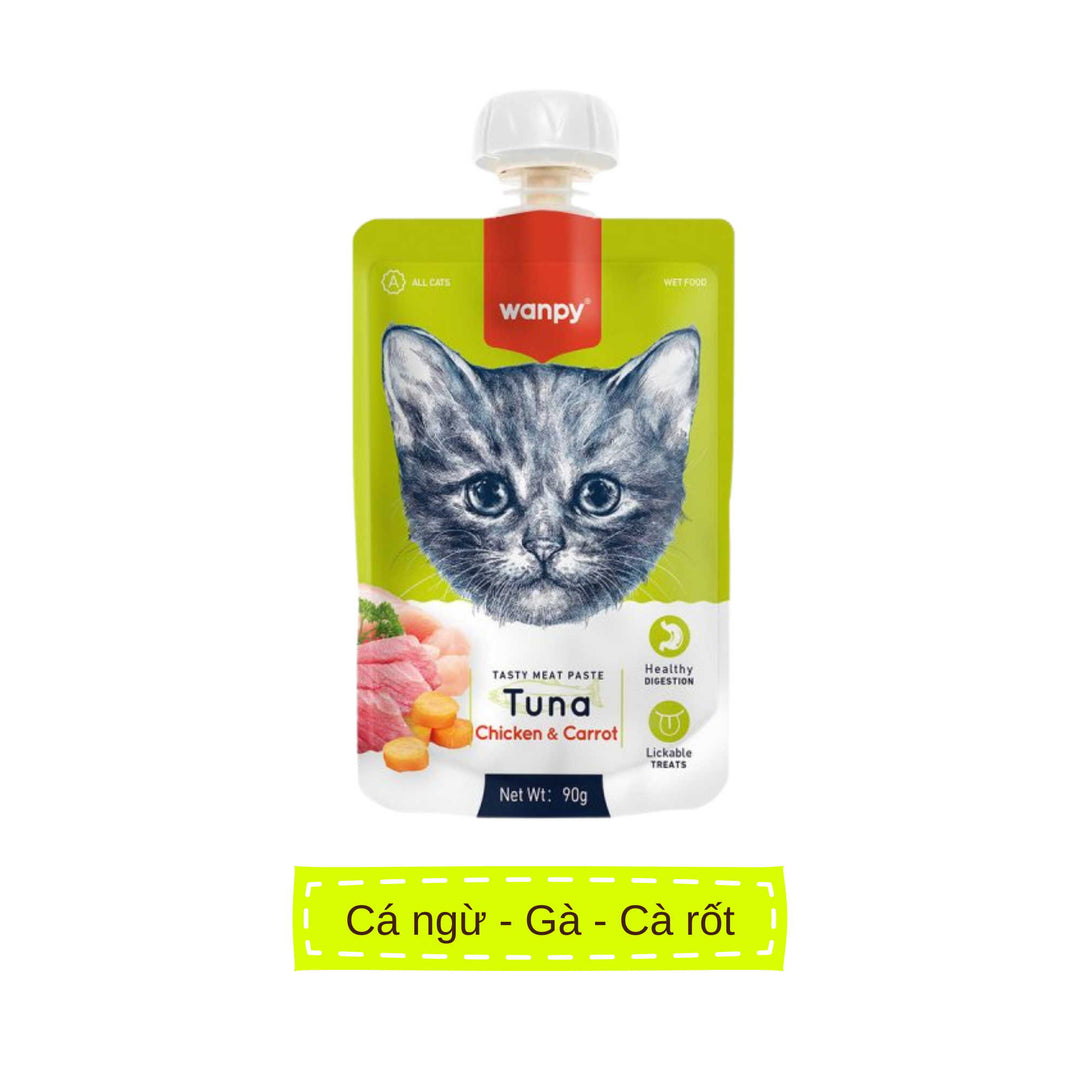 Súp Thưởng Nắp Vặn Wanpy Mèo Mọi Lứa Tuổi 90G
