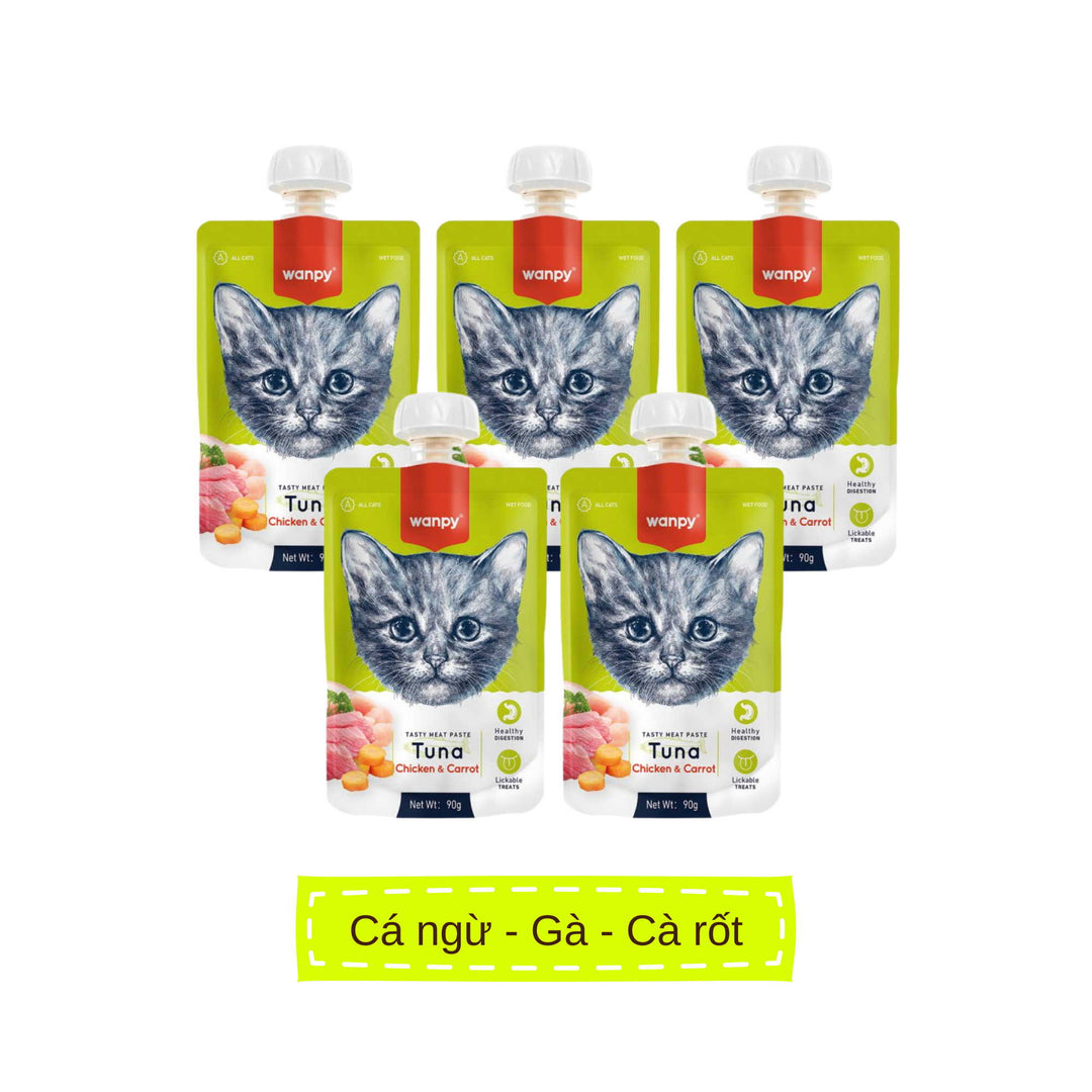 Súp Thưởng Nắp Vặn Wanpy Mèo Mọi Lứa Tuổi 90G