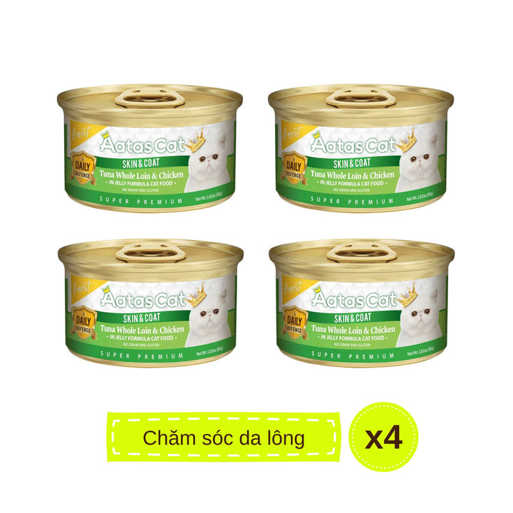 Pate Aatas Daily Defence, hỗ trợ chức năng cho mèo, lon 80g