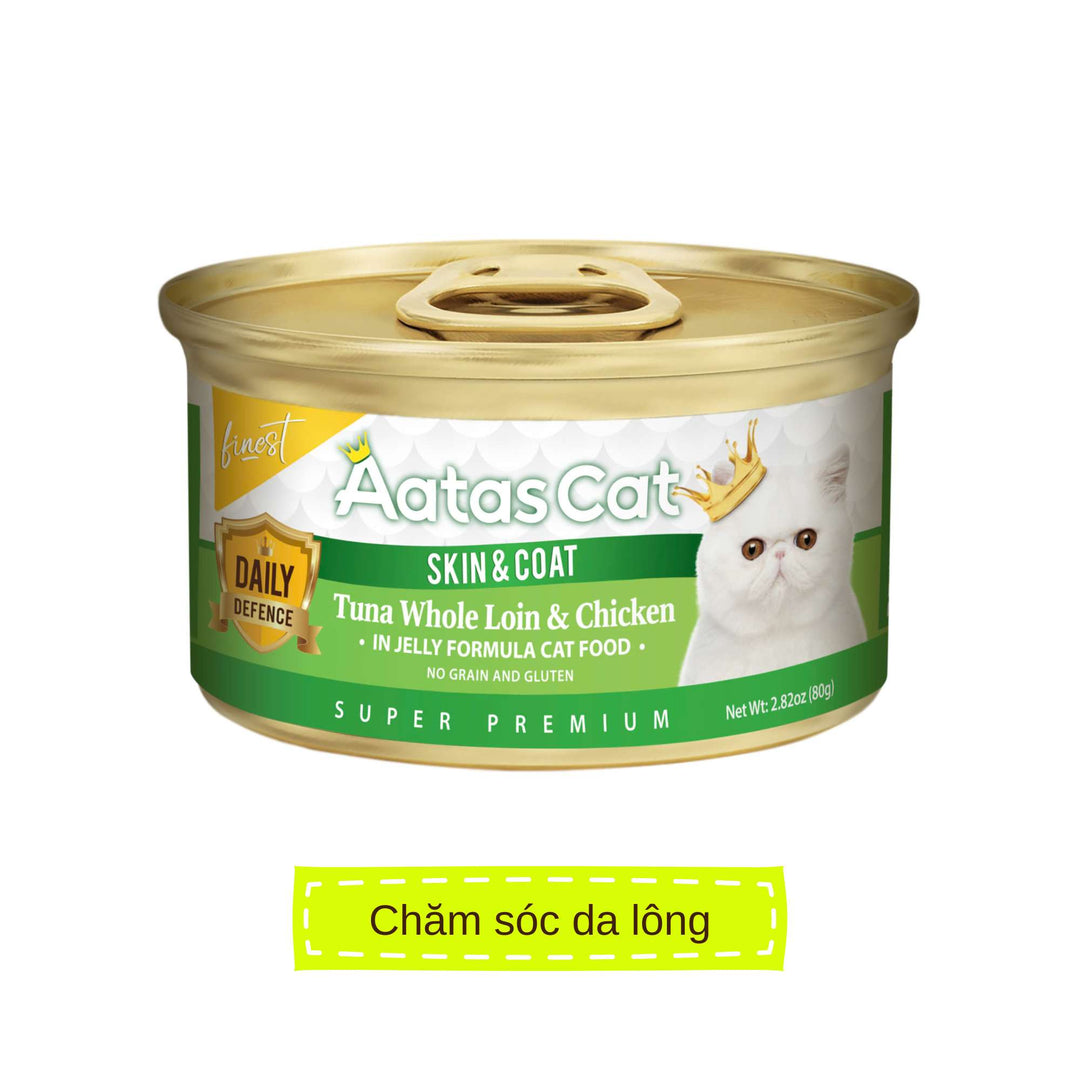 Pate Aatas Daily Defence, hỗ trợ chức năng cho mèo, lon 80g