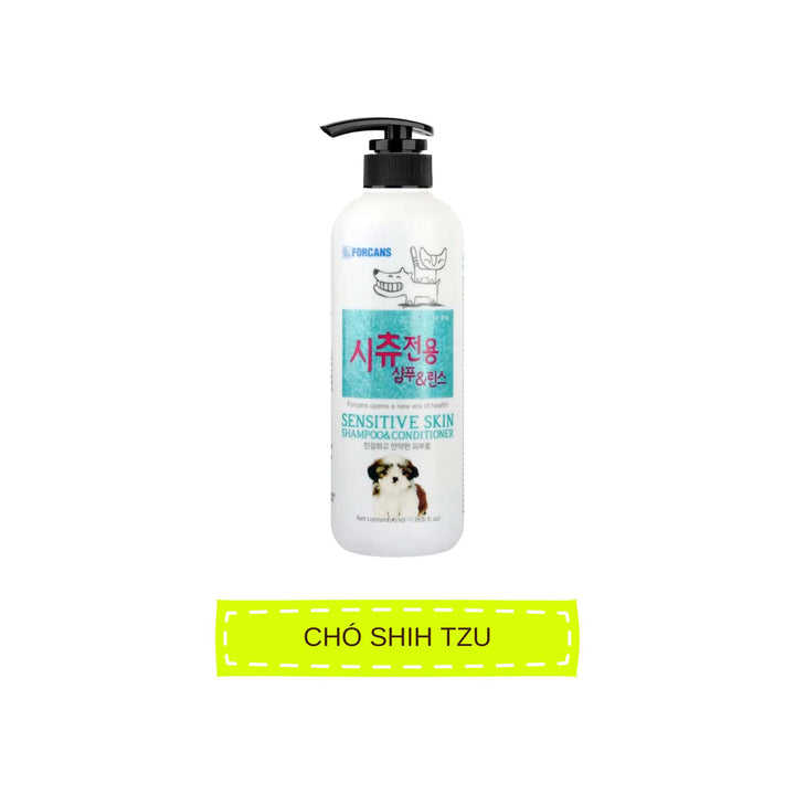 Dầu Gội Forcans Cho Chó Lông Xoăn Trắng, Chó Shih Tzu Da Nhạy Cảm, Chai 550ml