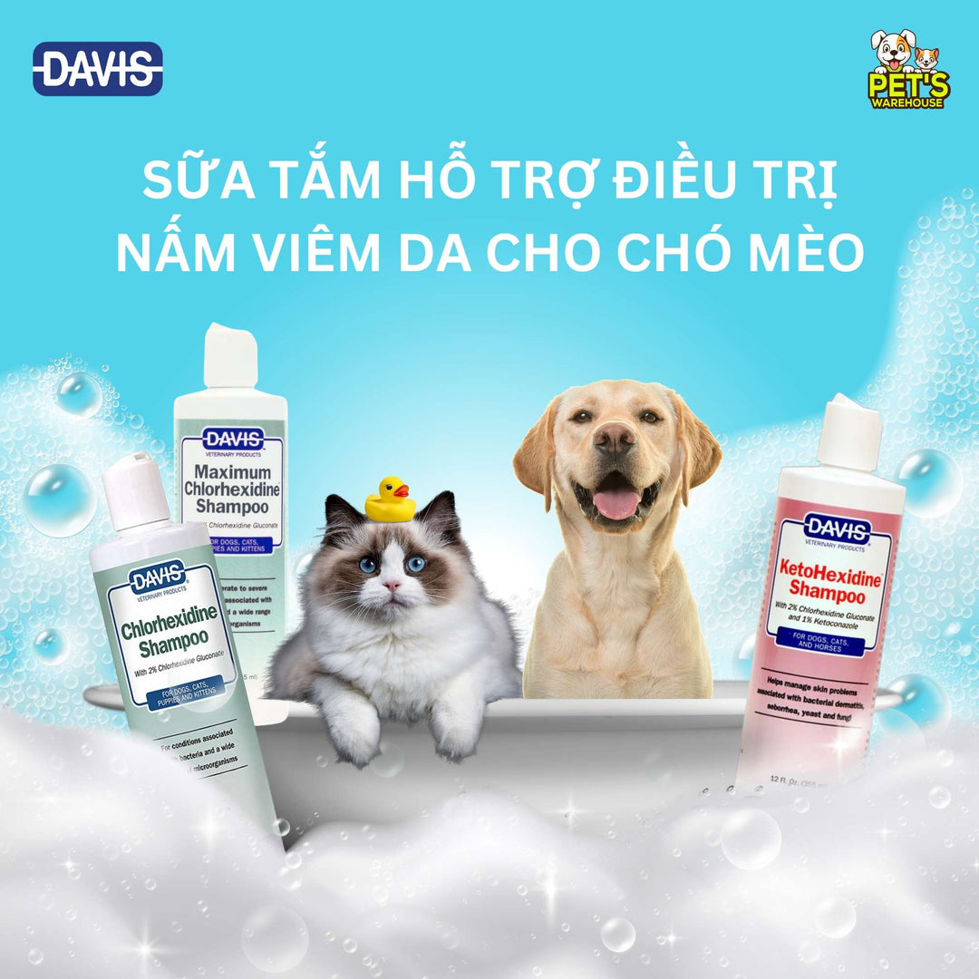 Sữa Tắm Davis Hỗ Trợ Nấm Viêm Da Cho Chó Mèo, Chai 355Ml
