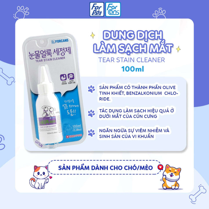 Dung Dịch Vệ Sinh Mắt, Tai Forcans Cho Chó Mèo, 100ML