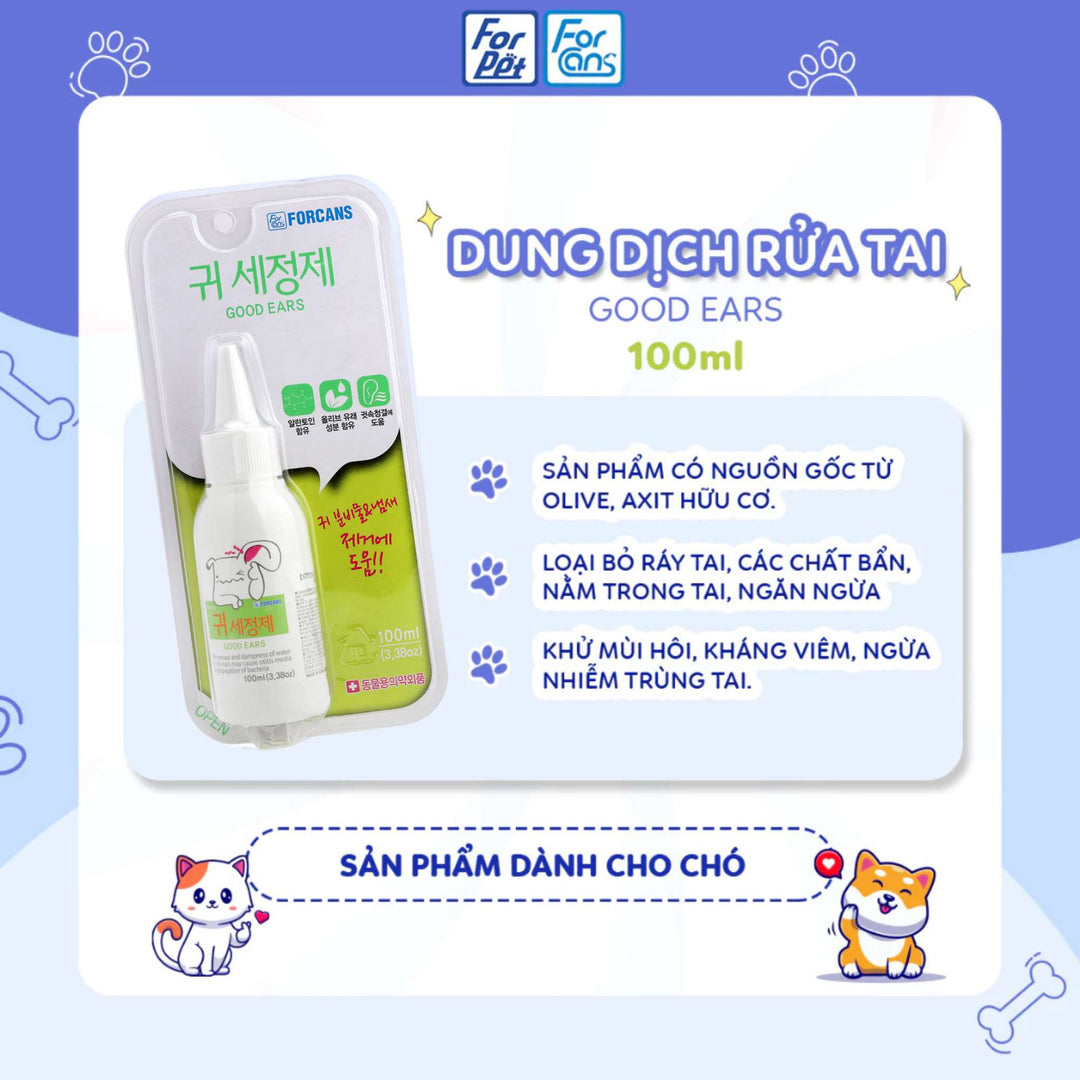 Dung Dịch Vệ Sinh Mắt, Tai Forcans Cho Chó Mèo, 100ML