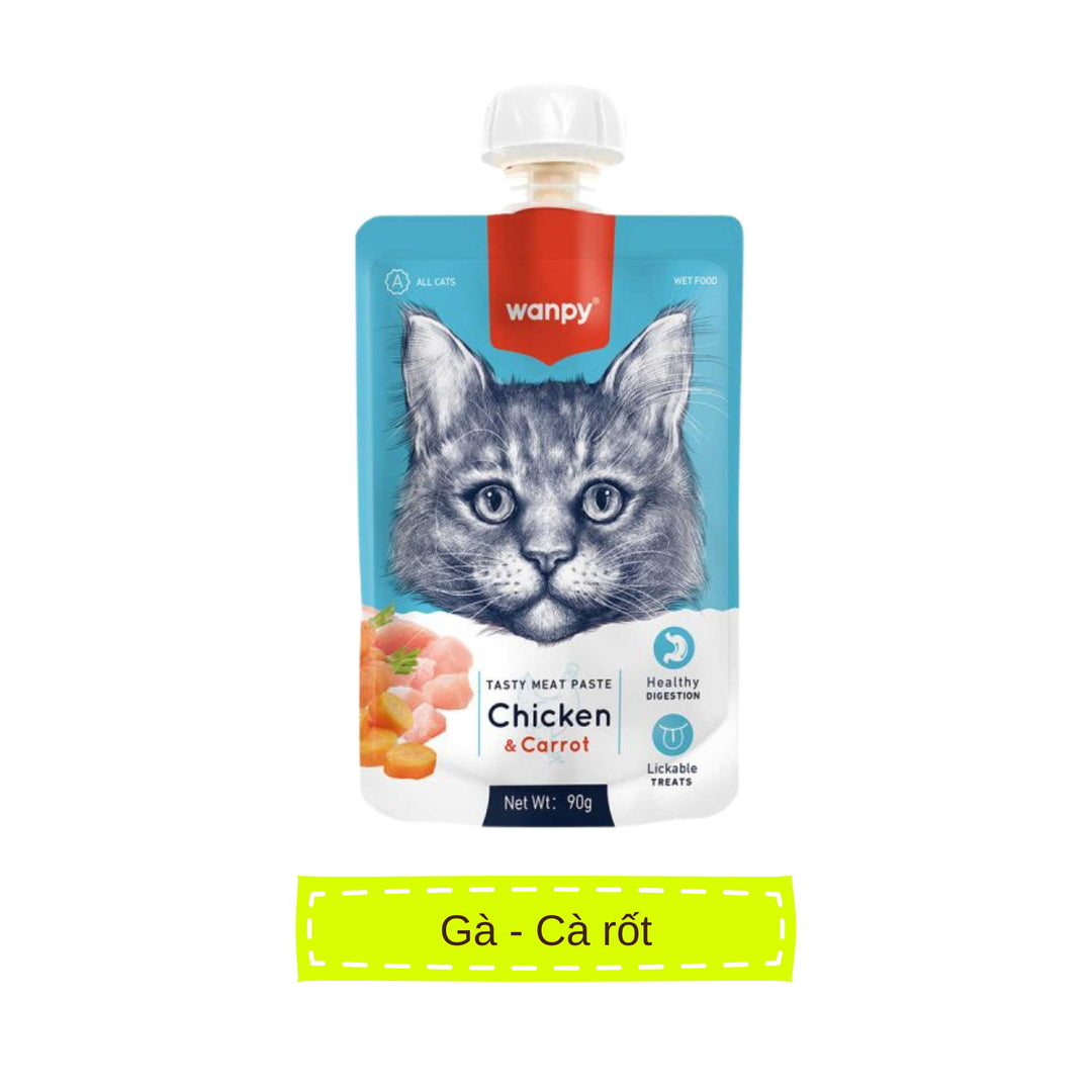 Súp Thưởng Nắp Vặn Wanpy Mèo Mọi Lứa Tuổi 90G