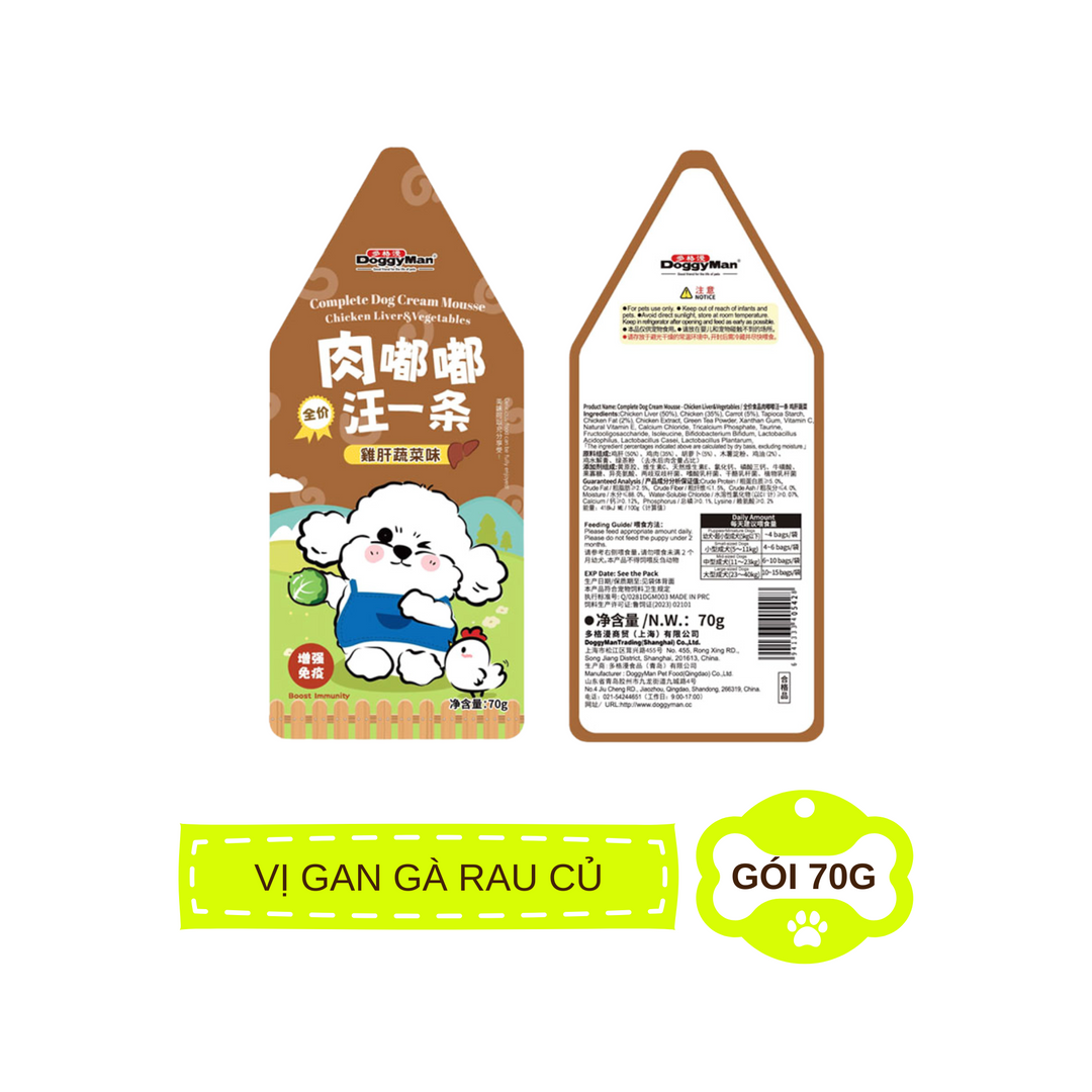 Pate Sốt Kem DoggyMan Cho Chó, Gói 70g, Có Mix Vị
