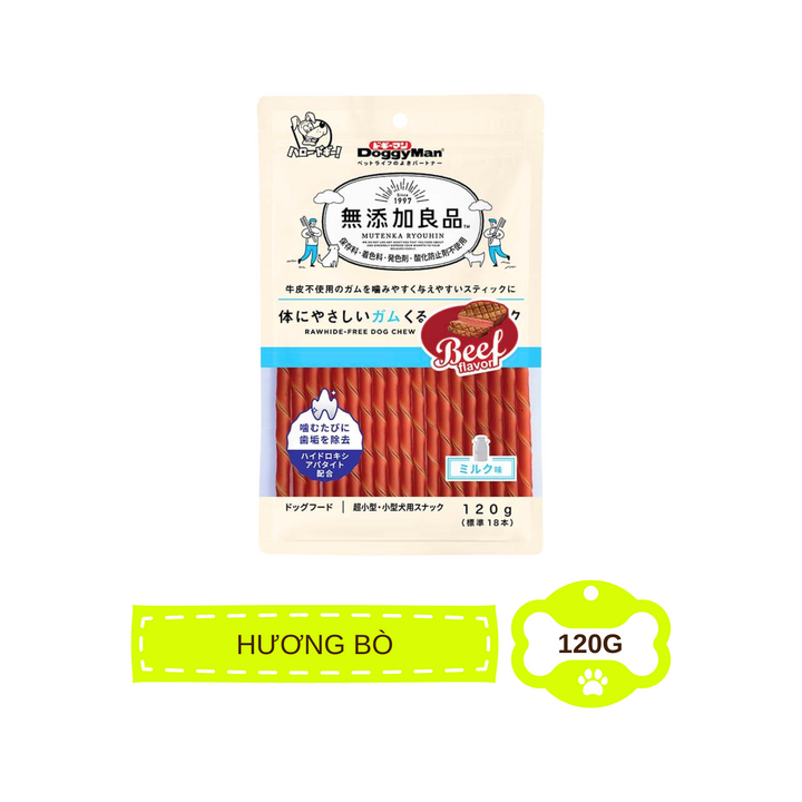 Que Gặm DoggyMan Cho Chó, Gói 120g, Nhiều Hương