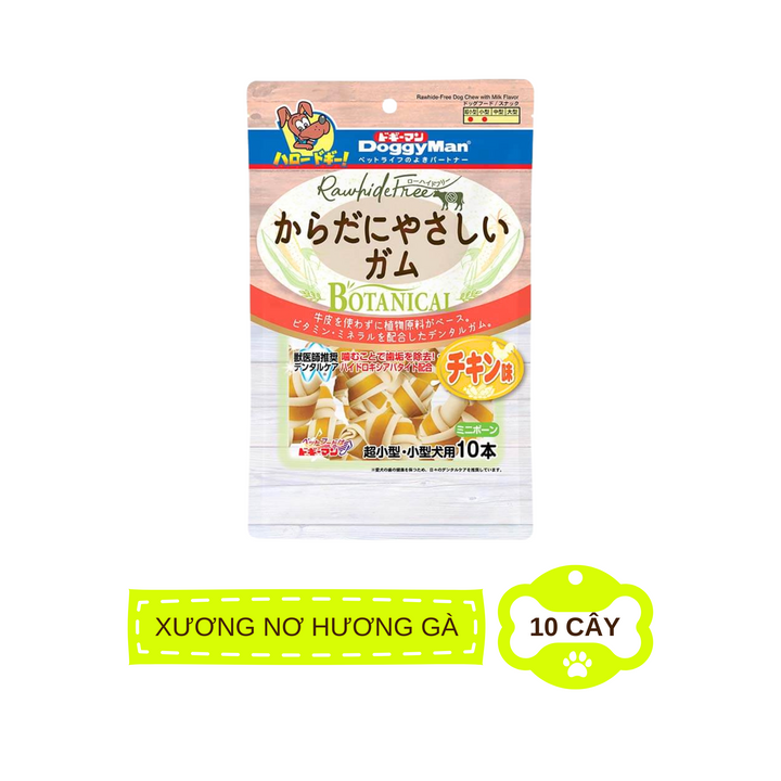 Xương Nơ DoggyMan Hương Gà, Hương Sữa Cho Chó, Gói 10 Cây
