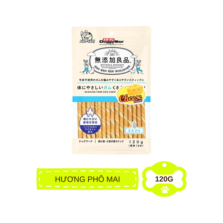 Que Gặm DoggyMan Cho Chó, Gói 120g, Nhiều Hương