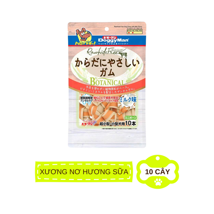 Xương Nơ DoggyMan Hương Gà, Hương Sữa Cho Chó, Gói 10 Cây