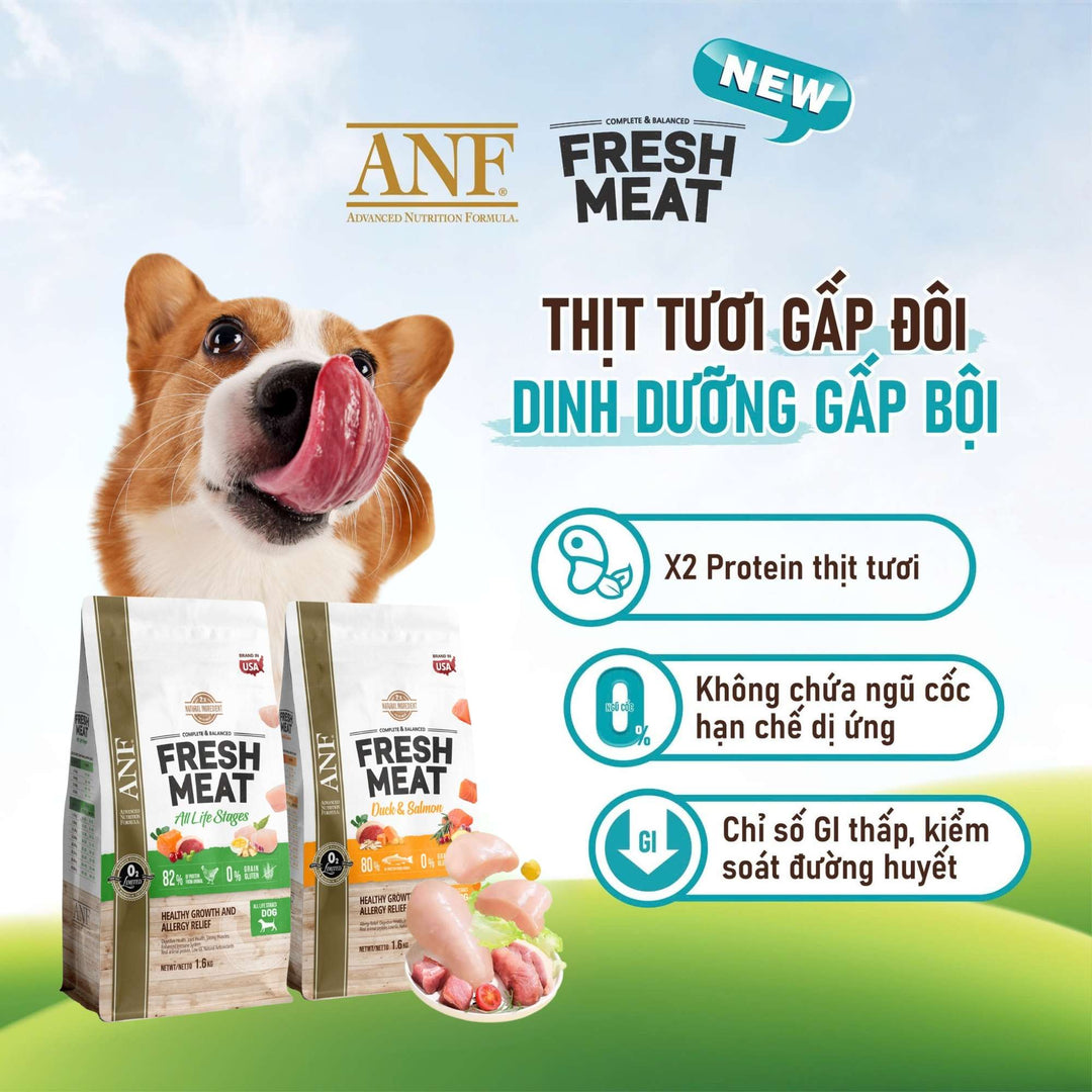 Hạt ANF Fresh Meat Gấp Đôi Thịt Tươi Cho Chó Mọi Lứa Tuổi, Túi 1.6Kg