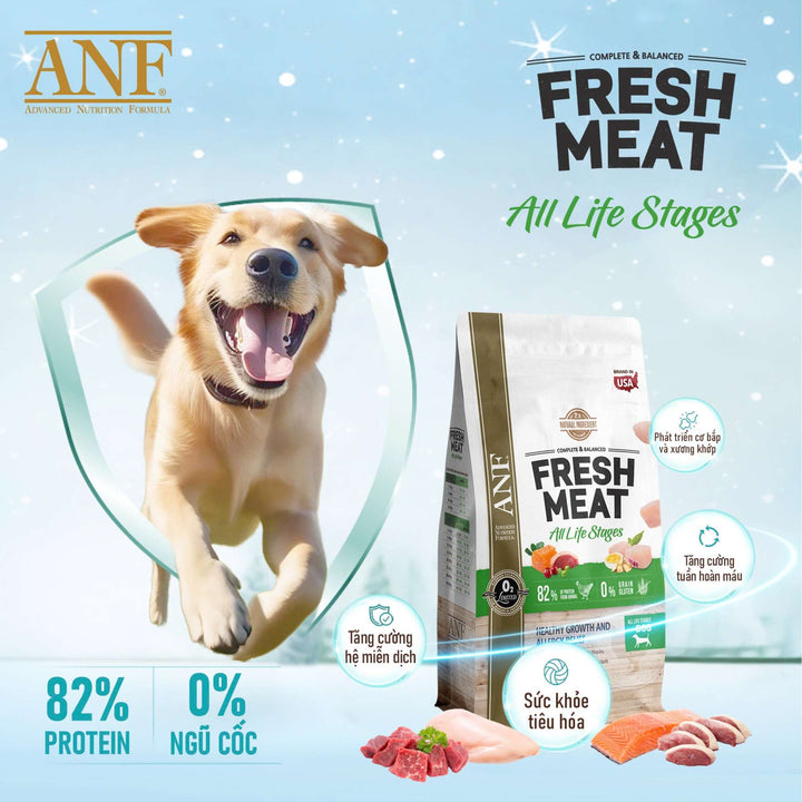 Hạt ANF Fresh Meat Gấp Đôi Thịt Tươi Cho Chó Mọi Lứa Tuổi, Túi 1.6Kg