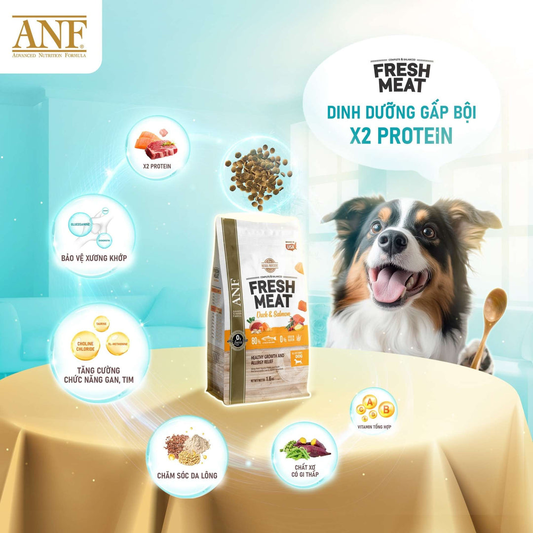 Hạt ANF Fresh Meat Gấp Đôi Thịt Tươi Cho Chó Mọi Lứa Tuổi, Túi 1.6Kg