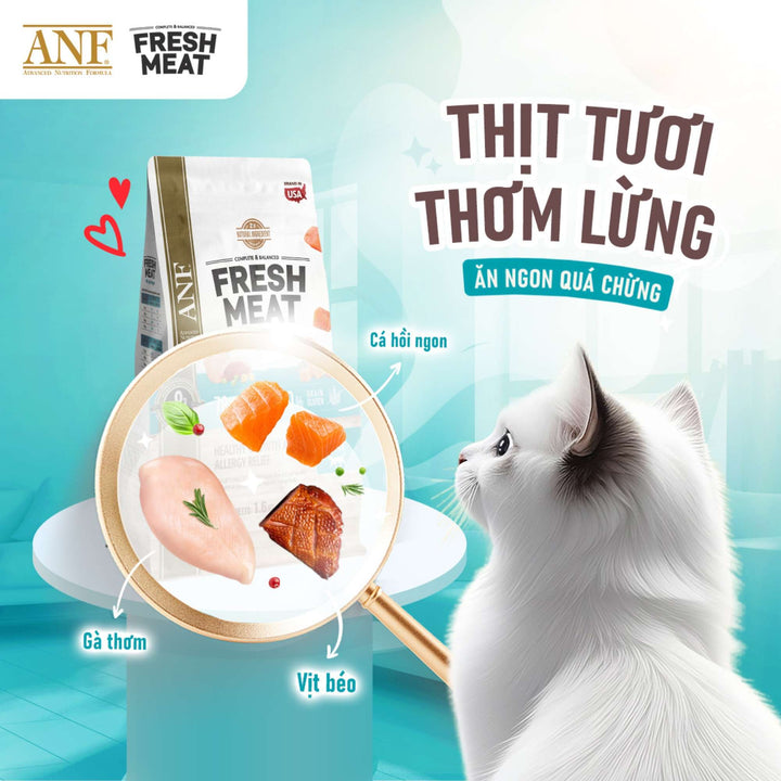 Hạt ANF Fresh Meat Gấp Đôi Thịt Tươi Cho Mèo Mọi Lứa Tuổi, Túi 1.6Kg