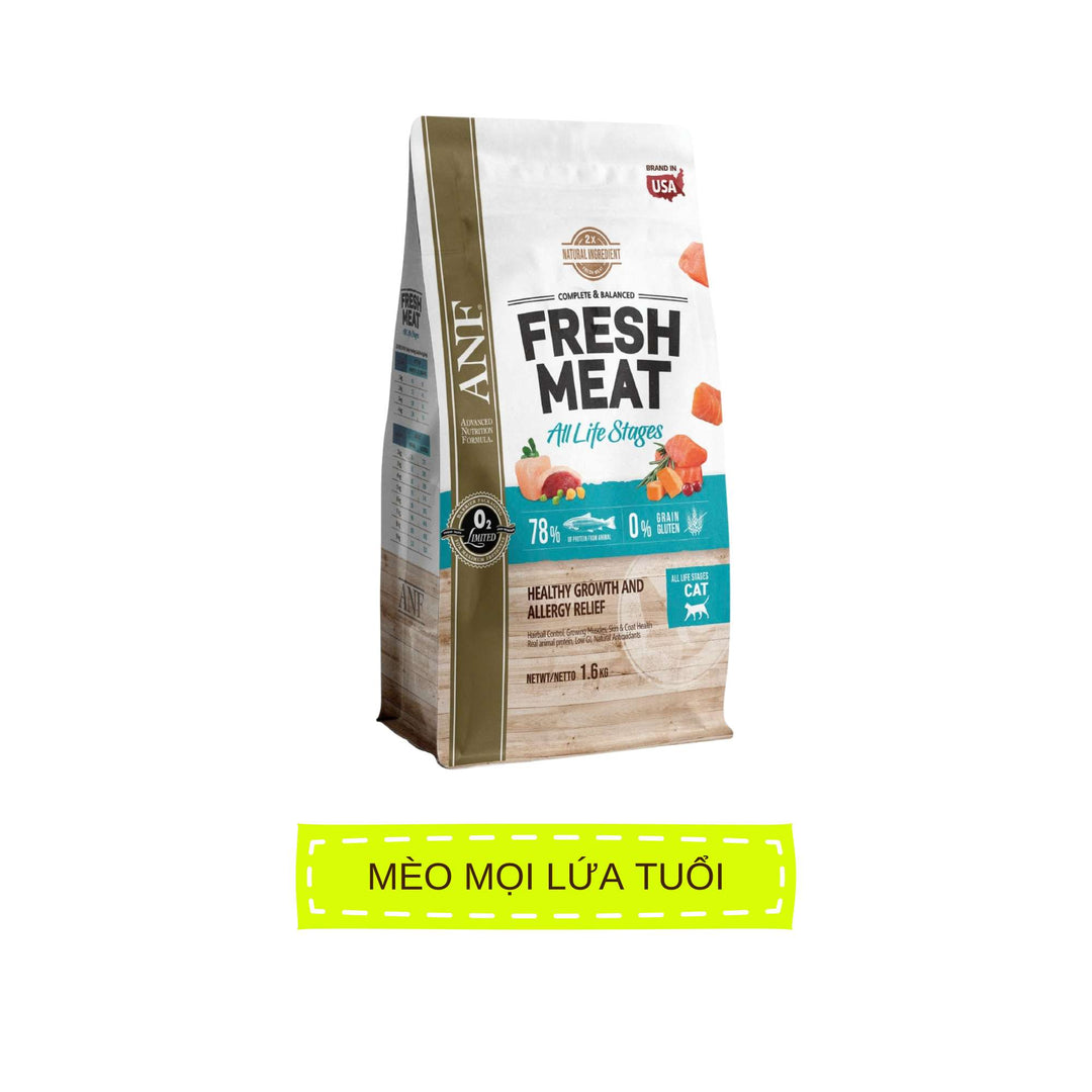Hạt ANF Fresh Meat Gấp Đôi Thịt Tươi Cho Mèo Mọi Lứa Tuổi, Túi 1.6Kg