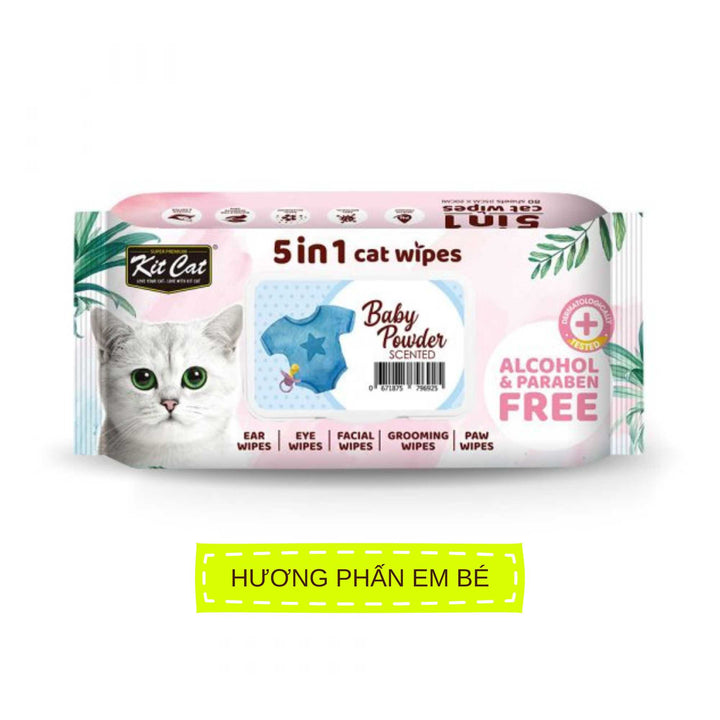 Khăn Ướt Kit Cat Kháng Khuẩn Cho Mèo, Gói 80 Tờ, Nhiều Hương