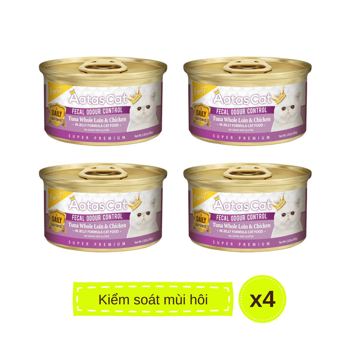 Pate Aatas Daily Defence, hỗ trợ chức năng cho mèo, lon 80g
