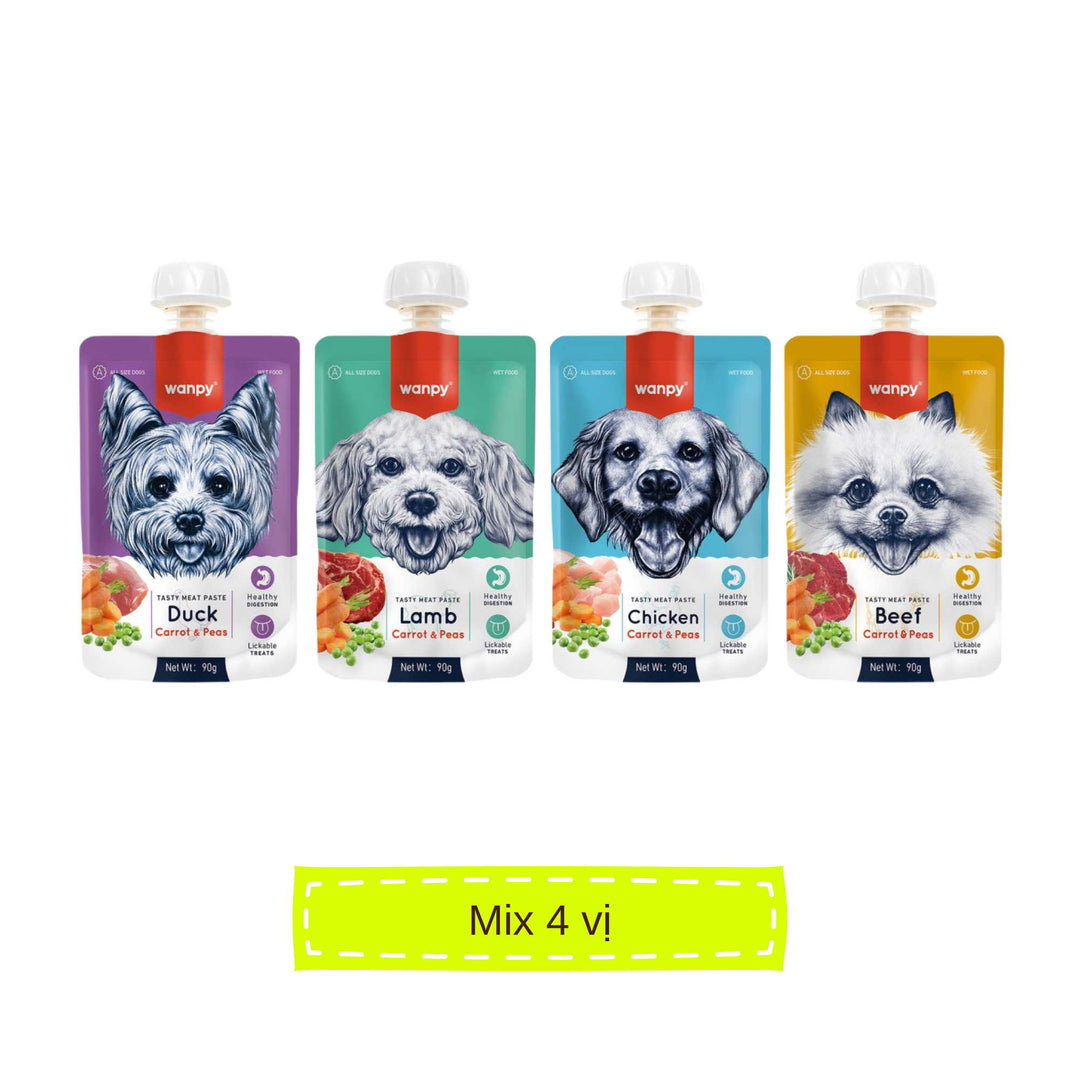 Súp Thưởng Nắp Vặn Wanpy Chó Mọi Lứa Tuổi 90G