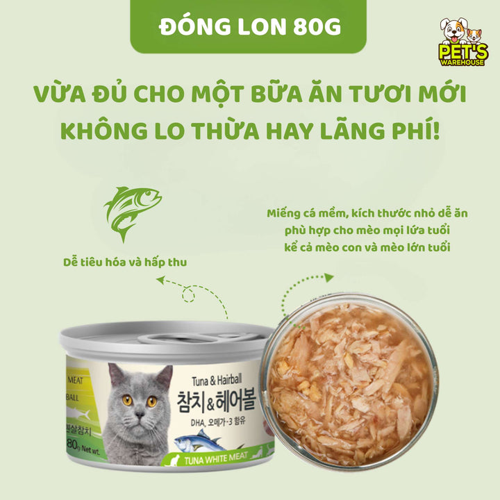 Pate Mèo Meowow Súp Cá Ngừ Trắng Nguyên Miếng Mix Vị, Mèo Mọi Lứa Tuổi, Lon 80g