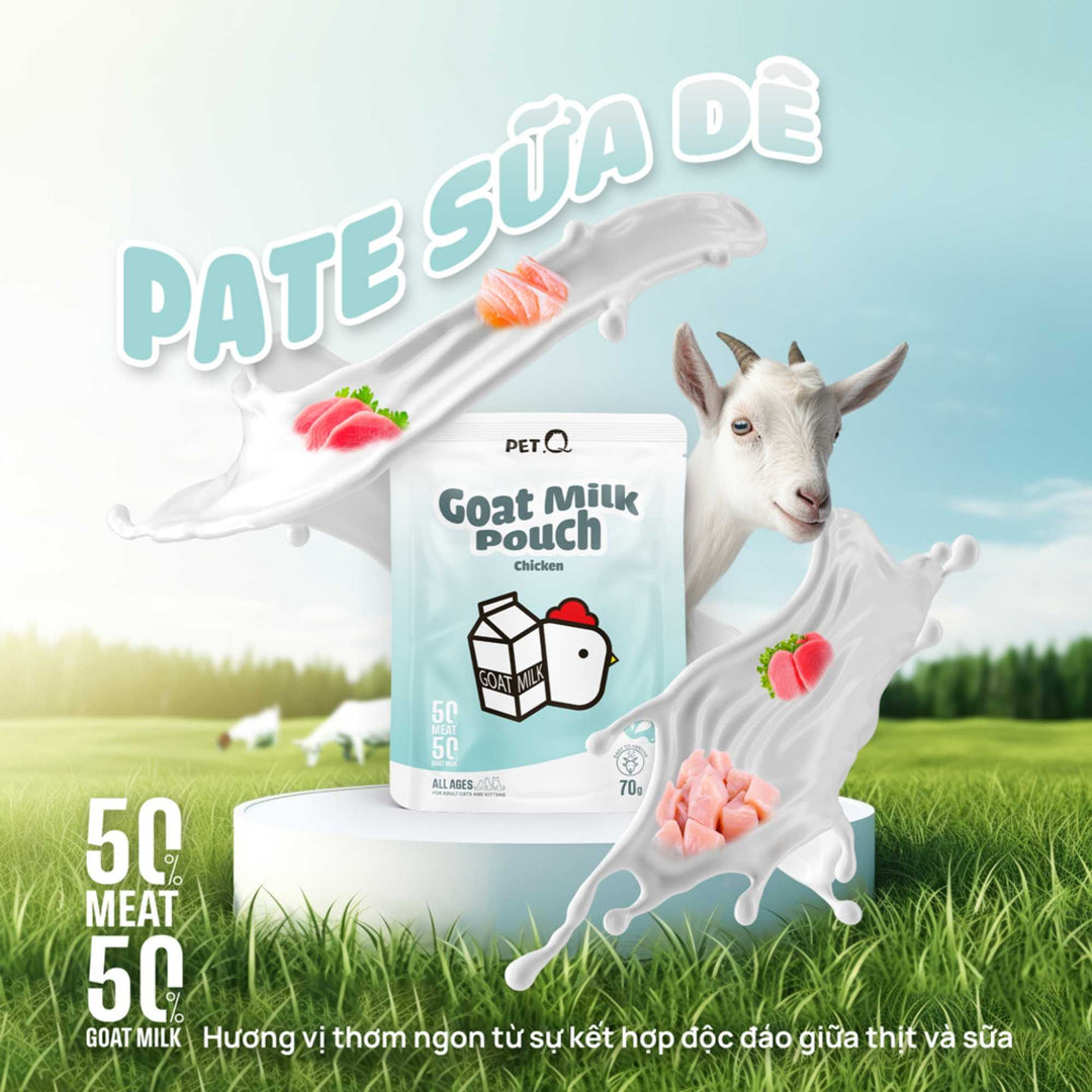 Pate Sữa Dê PetQ Cho Mèo Mọi Lứa Tuổi, Nhiều Vị, 70g
