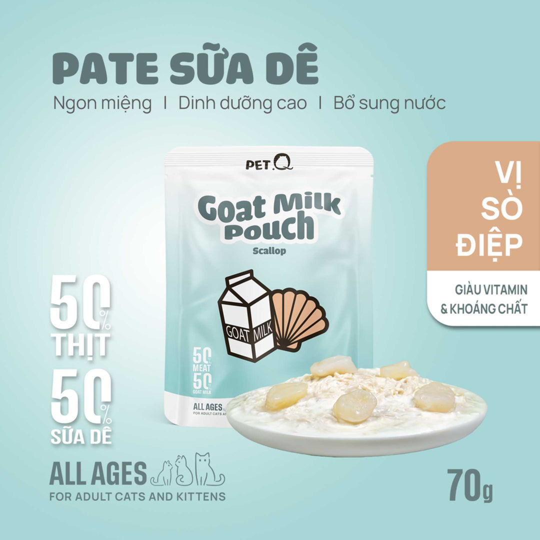 Pate Sữa Dê PetQ Cho Mèo Mọi Lứa Tuổi, Nhiều Vị, 70g