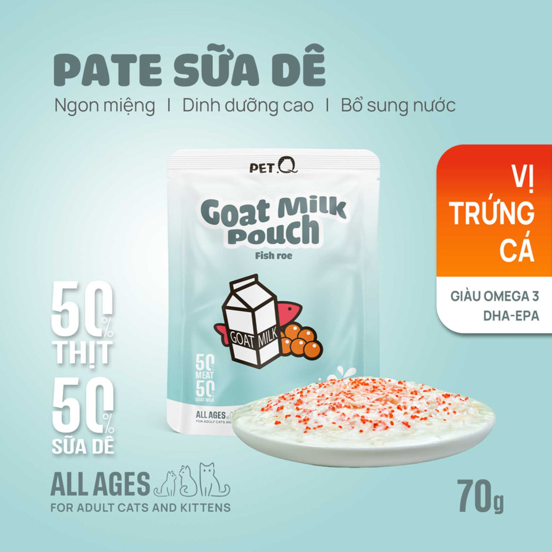 Pate Sữa Dê PetQ Cho Mèo Mọi Lứa Tuổi, Nhiều Vị, 70g