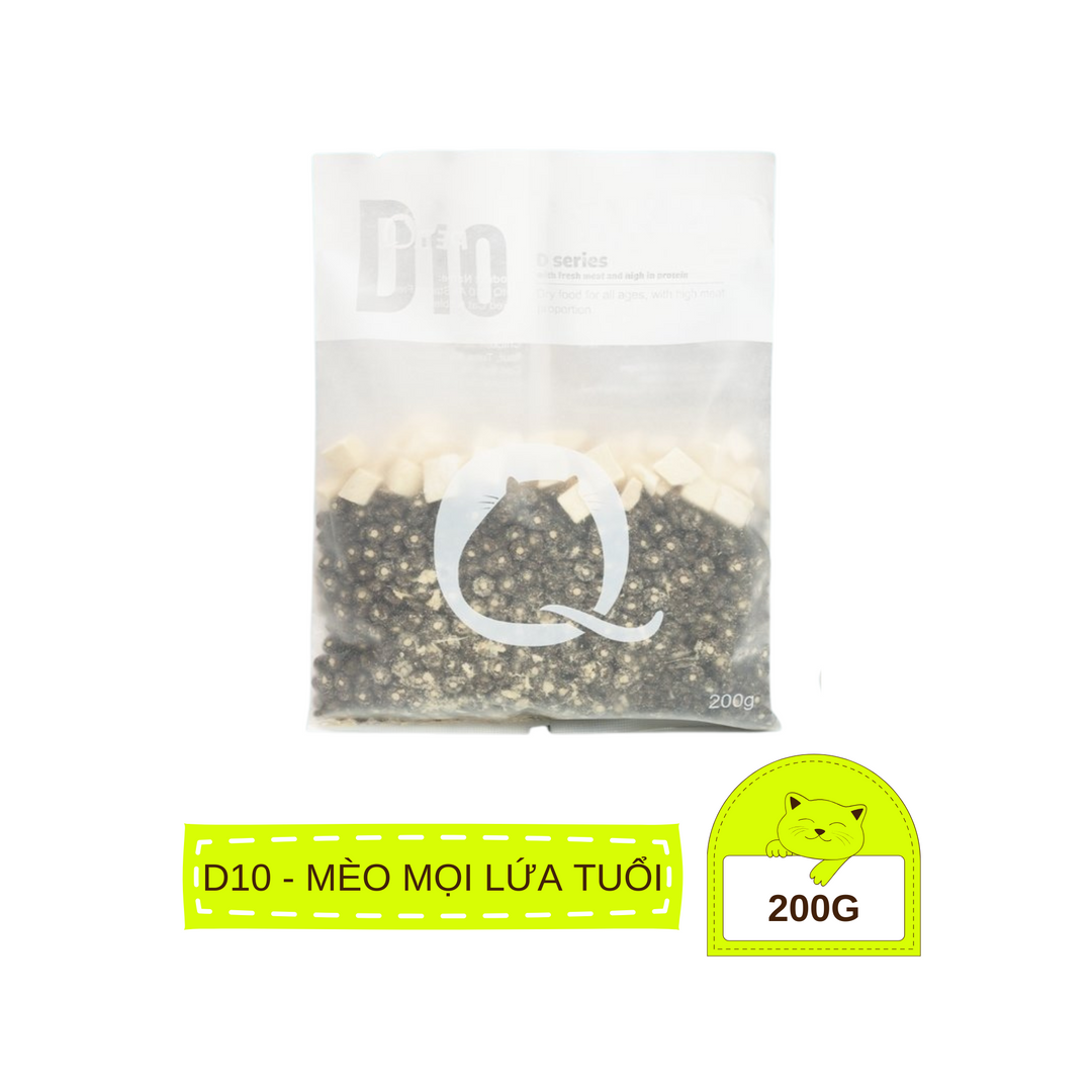 Thức Ăn Hạt Macaron D10, D5 PetQ Cho Mèo 200g