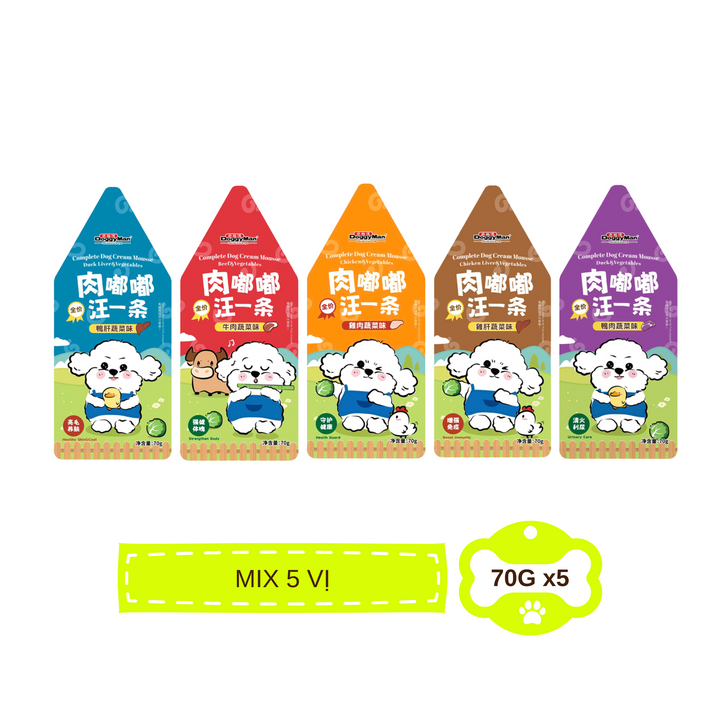 Pate Sốt Kem DoggyMan Cho Chó, Gói 70g, Có Mix Vị