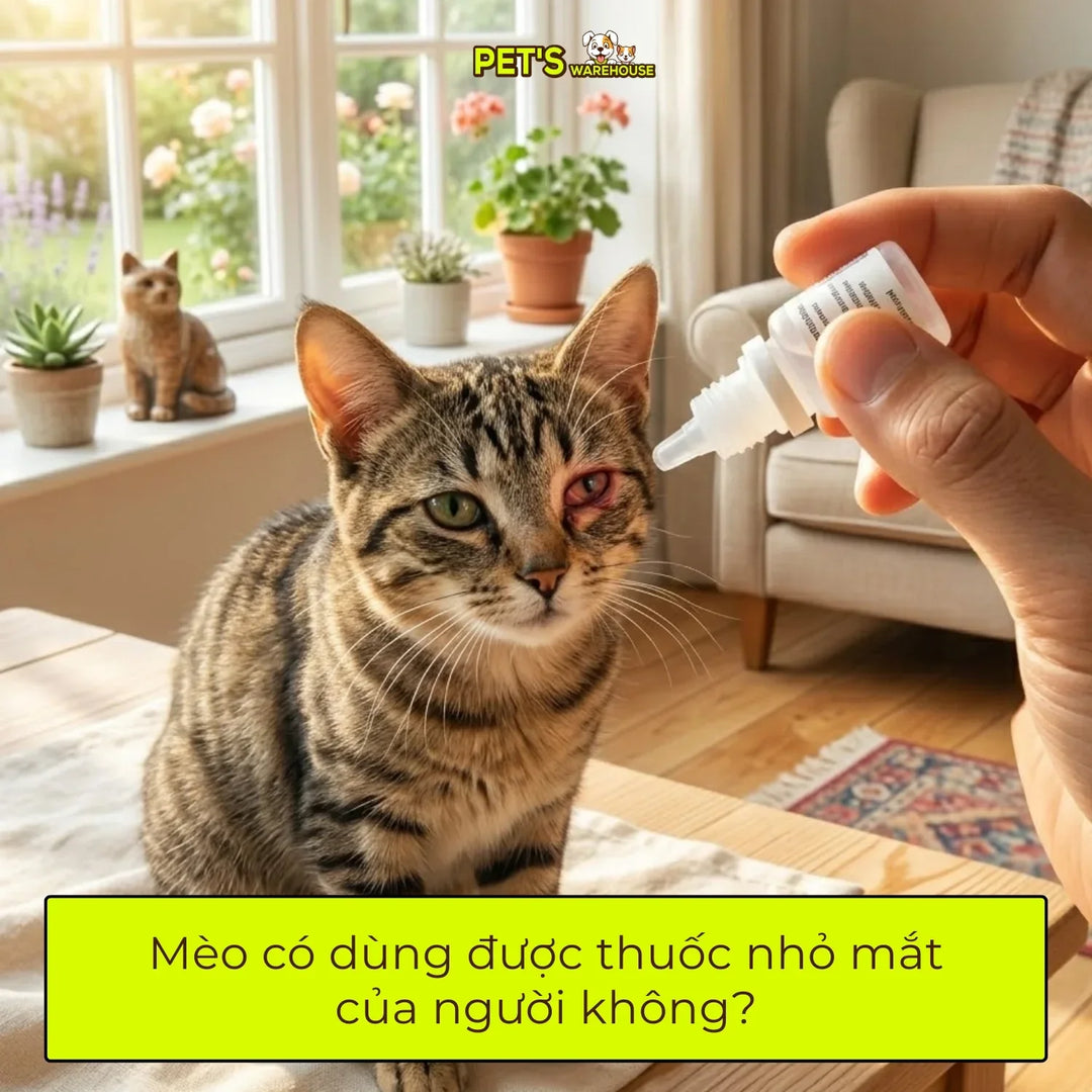 Mèo có dùng được thuốc nhỏ mắt của người không?