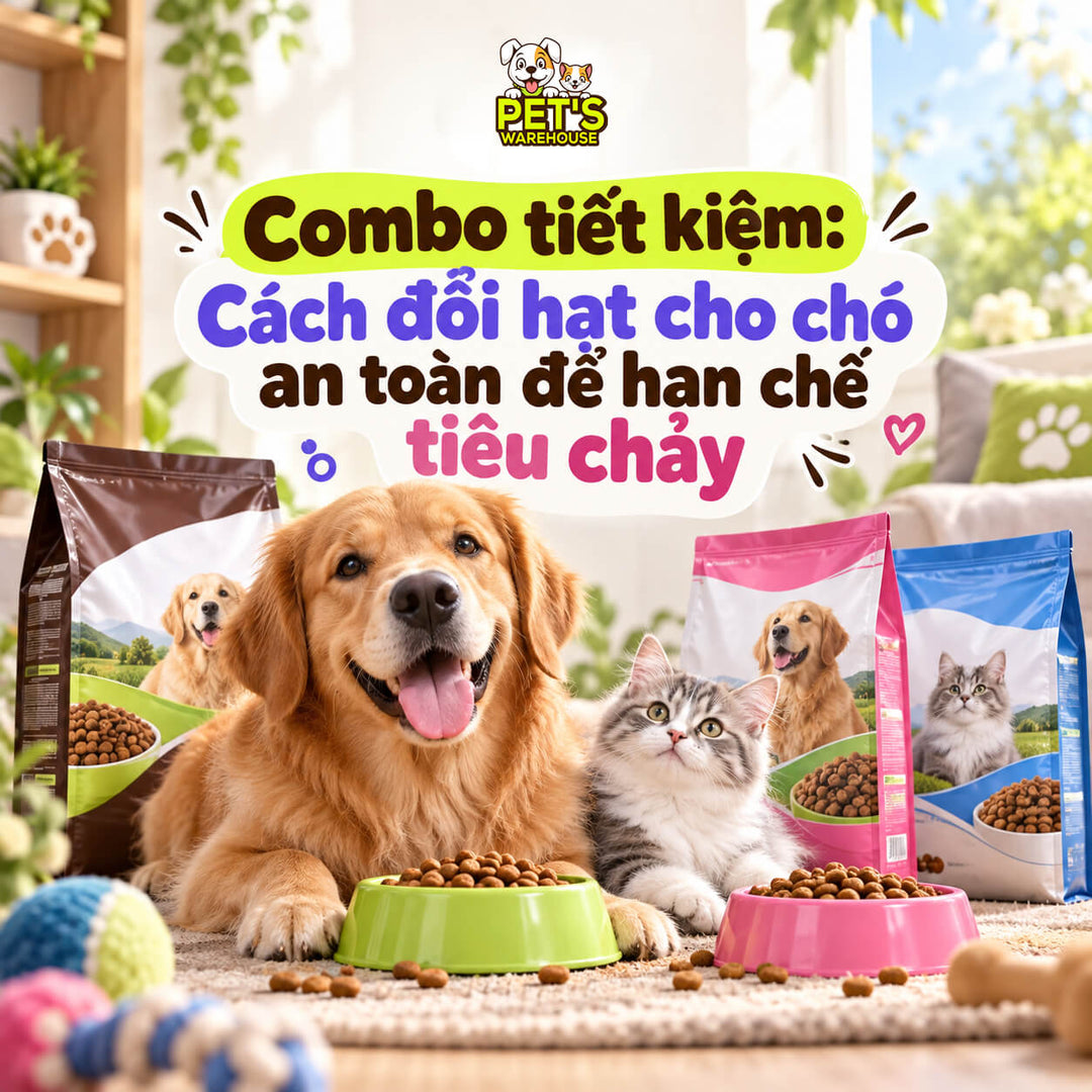Combo tiết kiệm: Cách đổi hạt cho chó an toàn để hạn chế tiêu chảy