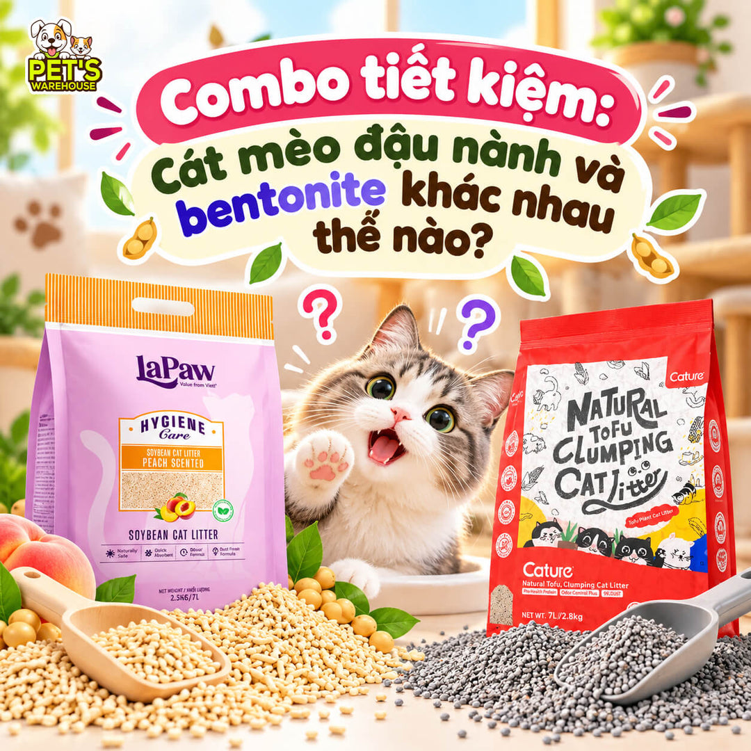 Combo tiết kiệm: Cát mèo đậu nành và bentonite khác nhau thế nào?