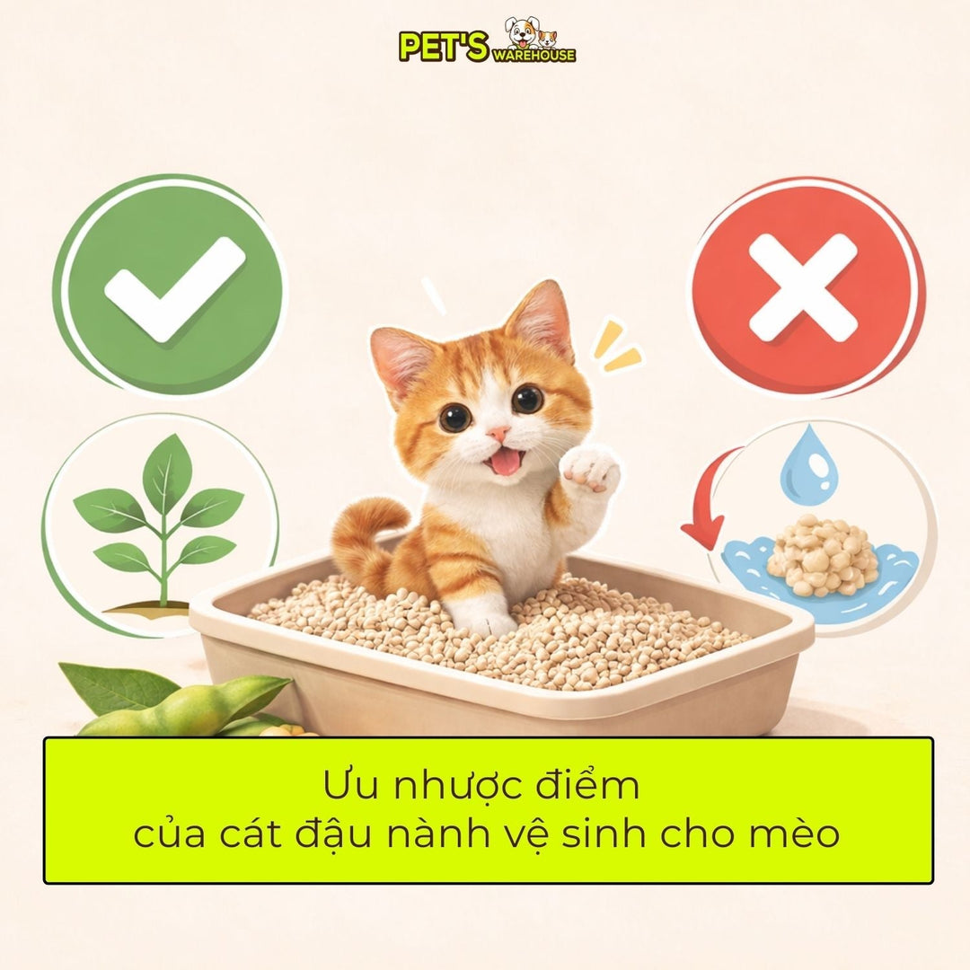 Ưu nhược điểm của cát đậu nành vệ sinh cho mèo