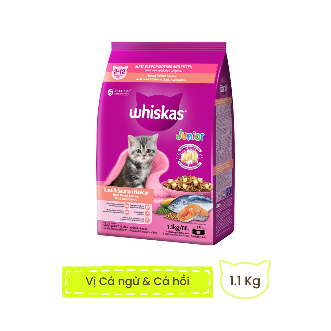 [1.1KG] Hạt Whiskas Mèo Con 2-12 Tháng